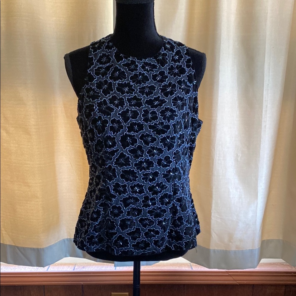 Elegant Beaded Black Floral Women's Top